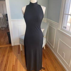 Missi London black knit halter maxi dress